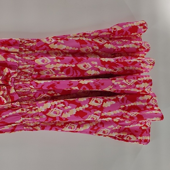 Periwinkle Collection Pink Dress Smocked Waist Size Small Flutter Sleeve - Picture 3 of 8